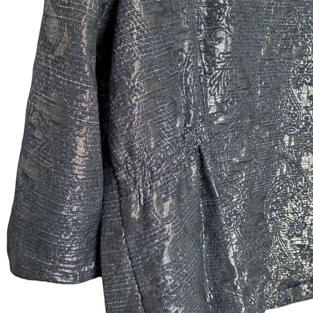 Alfred Dunner NWT Size 18 Jacket Shimmer Paisley Embroidered Button Silver Blue - Picture 6 of 8